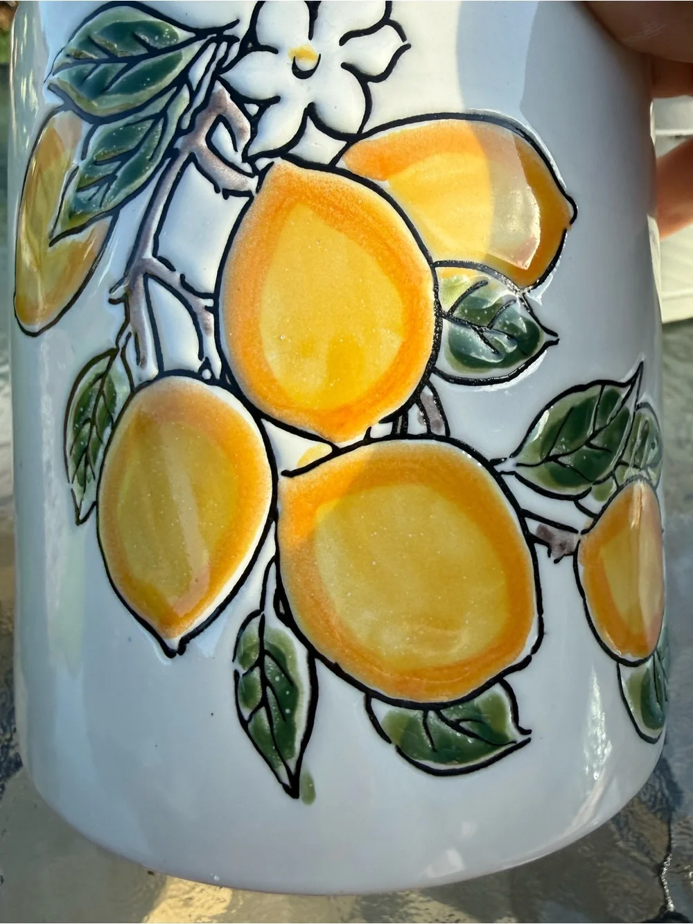 Lemon Canister with Bamboo Lid | Citrus Kitchen Storage Jar